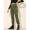 imageAllegra K Womens High Waist Utility Trousers Casual Stretch Twill Cargo Pants with PocketsGreen