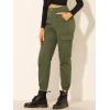 imageAllegra K Womens High Waist Utility Trousers Casual Stretch Twill Cargo Pants with PocketsGreen