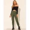 imageAllegra K Womens High Waist Utility Trousers Casual Stretch Twill Cargo Pants with PocketsGreen