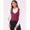 imageAllegra K Womens Steampunk Vest Suit Racerback Vintage Plaid WaistcoatRed