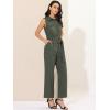 imageAllegra K Womens Wide Leg Jumpsuit 2024 Sleeveless Collared Tie Waist Coverall Button Down Cargo JumpsuitsArmy Green