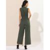 imageAllegra K Womens Wide Leg Jumpsuit 2024 Sleeveless Collared Tie Waist Coverall Button Down Cargo JumpsuitsArmy Green