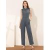 imageAllegra K Womens Wide Leg Jumpsuit 2024 Sleeveless Collared Tie Waist Coverall Button Down Cargo JumpsuitsGrey