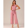 imageAllegra K Womens Wide Leg Jumpsuit 2024 Sleeveless Collared Tie Waist Coverall Button Down Cargo JumpsuitsPink