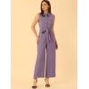 imageAllegra K Womens Wide Leg Jumpsuit 2024 Sleeveless Collared Tie Waist Coverall Button Down Cargo JumpsuitsPurple