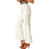 imageAllegra K Womens Bell Bottom 70s Long Pants High Waist Elegant Work TrousersWhite