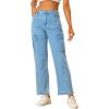 imageAllegra K Womens High Waist Denim Trouser Casual Distressed Denim Pants JeansBlue