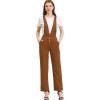 imageAllegra K Womens Overalls Wide Leg Pants Slant Pocket Long Suspenders JumpsuitBrown