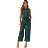 imageAllegra K Womens Wide Leg Jumpsuit 2024 Sleeveless Collared Tie Waist Coverall Button Down Cargo JumpsuitsPeacock Blue