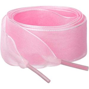 imageAllegra K 2 Pairs Flat Snow Yarn Shoelaces 25cm Wide Transparent Shoe Laces for SneakersLight Pink