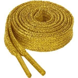 imageAllegra K Glitter Shiny Metallic Sparkling Shimmery Flat Sneakers Shoelace Shoe Laces StringsGold