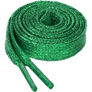 imageAllegra K Glitter Shiny Metallic Sparkling Shimmery Flat Sneakers Shoelace Shoe Laces StringsGreen