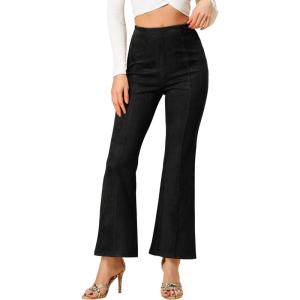 imageAllegra K Womens Faux Suede Pants Business Casual Wide Legs Bell Bottom Flared TrousersBlack