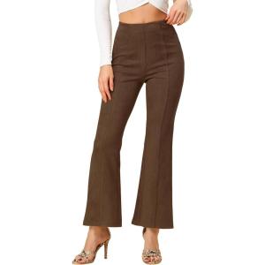 imageAllegra K Womens Faux Suede Pants Business Casual Wide Legs Bell Bottom Flared TrousersDark Brown