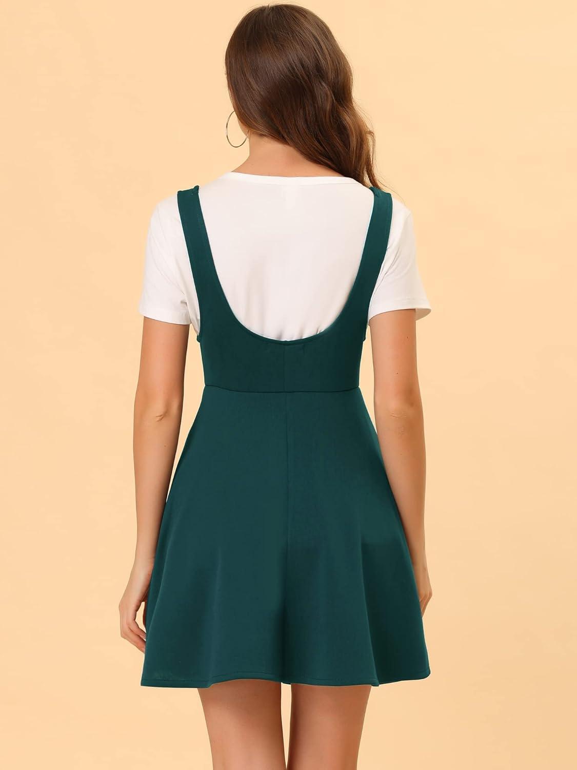 imageAllegra K Womens Halloween Button Decor Flared Hem Above Knee Dress Suspender SkirtVintage Green