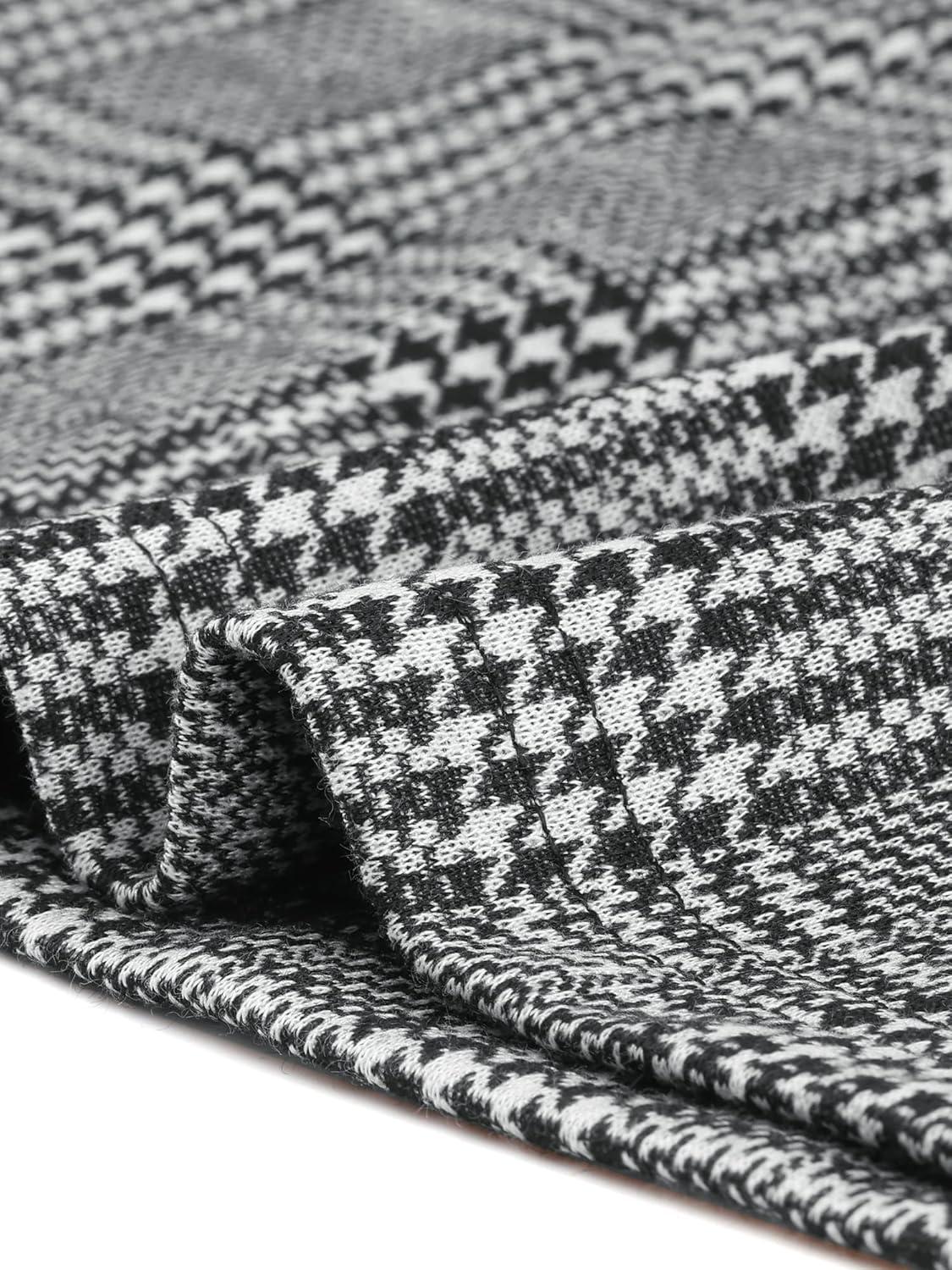 imageAllegra K Work Dresses for Womens Short Sleeve Vintage Houndstooth Plaid 2024 Formal Sheath DressBlack