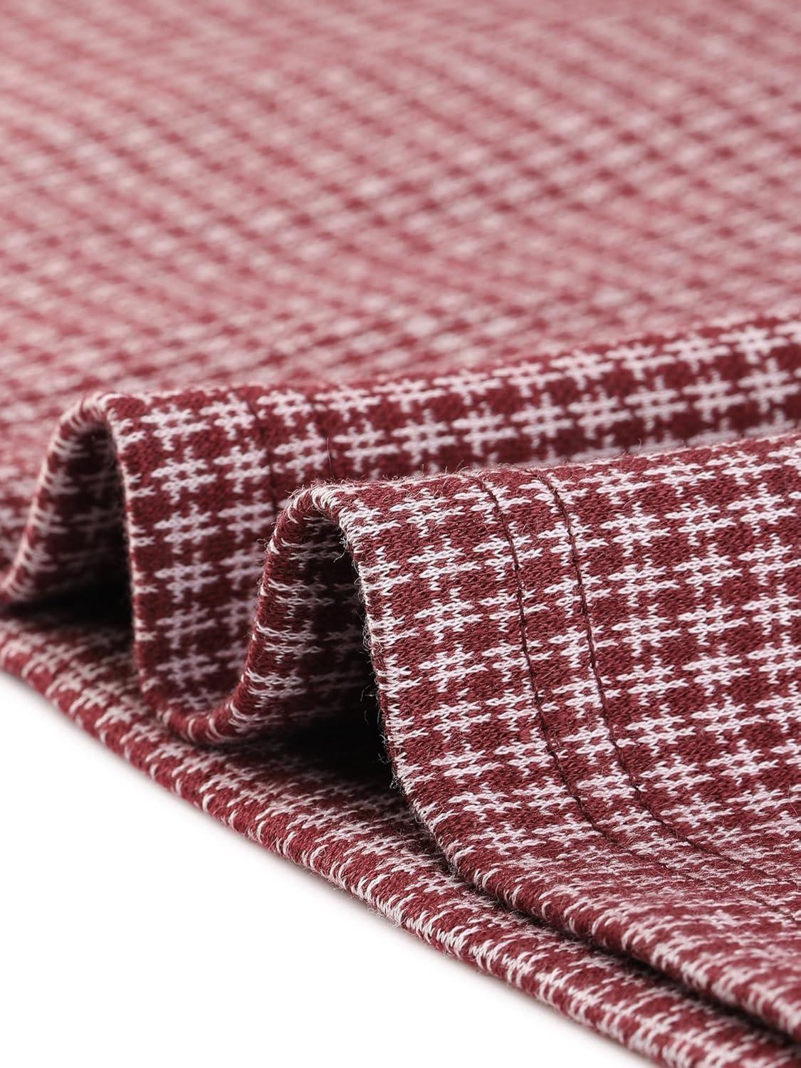 imageAllegra K Work Dresses for Womens Short Sleeve Vintage Houndstooth Plaid 2024 Formal Sheath DressRed