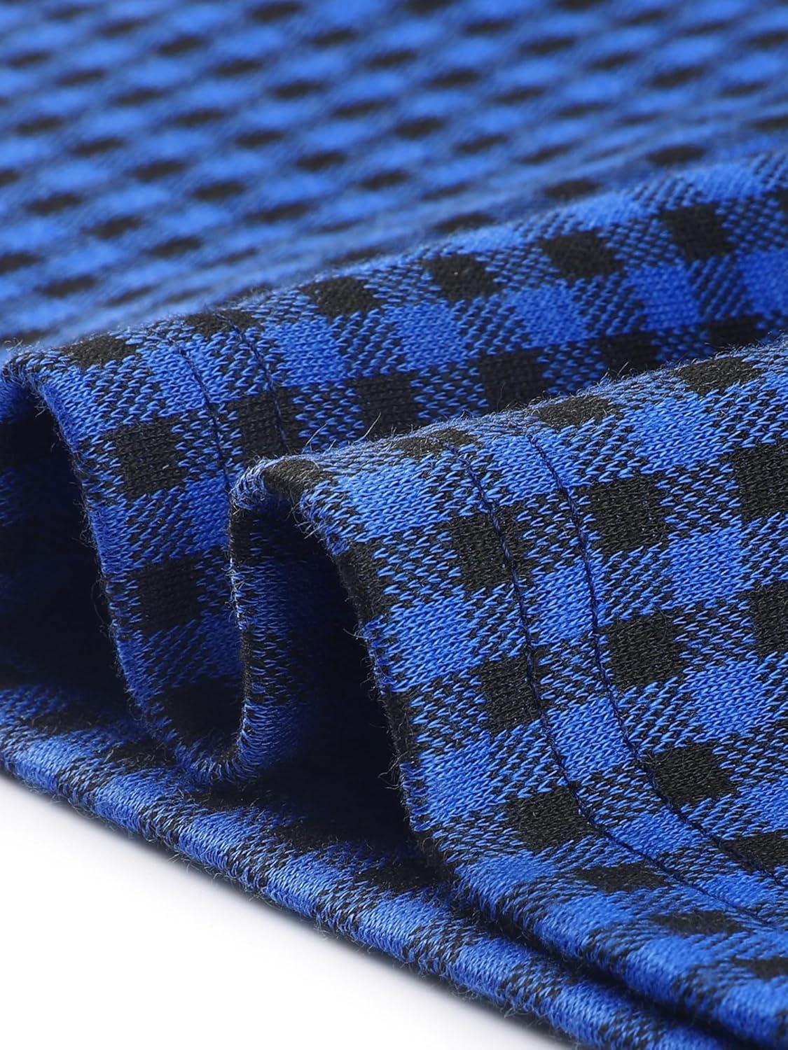 imageAllegra K Work Dresses for Womens Short Sleeve Vintage Houndstooth Plaid 2024 Formal Sheath DressRoyal Blue