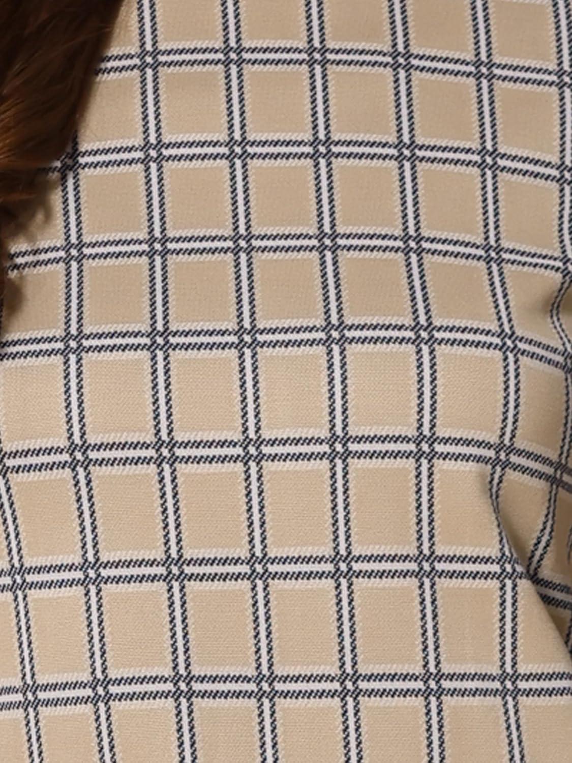 imageAllegra K Work Dresses for Womens Short Sleeve Vintage Houndstooth Plaid 2024 Formal Sheath DressTan