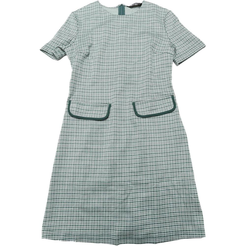 imageAllegra K Work Dresses for Womens Short Sleeve Vintage Houndstooth Plaid 2024 Formal Sheath DressGreen