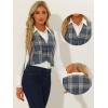 imageAllegra K Plaid Vest for Womens Single Breasted Sleeveless Racerback Vintage WaistcoatGrey Blue