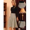 imageAllegra K Vintage Plaid Skirts for Womens High Waist Pleated ALine Midi SkirtBrown