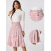 imageAllegra K Vintage Plaid Skirts for Womens High Waist Pleated ALine Midi SkirtPink