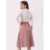 imageAllegra K Vintage Plaid Skirts for Womens High Waist Pleated ALine Midi SkirtRed