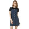 imageAllegra K Womens Classic Overall Dresses Adjustable Strap Pinafore Denim Jean DressDark Blue