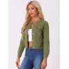 imageAllegra K Womens Denim Jacket Button Down Collarless Long Sleeve Jean JacketsArmy Green