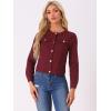 imageAllegra K Womens Denim Jacket Button Down Collarless Long Sleeve Jean JacketsDark Red