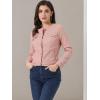 imageAllegra K Womens Denim Jacket Button Down Collarless Long Sleeve Jean JacketsDusty Pink