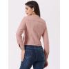 imageAllegra K Womens Denim Jacket Button Down Collarless Long Sleeve Jean JacketsDusty Pink