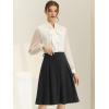 imageAllegra K Womens Office Work Skirts Belted Waist Midi ALine Pleated SkirtBlack