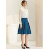 imageAllegra K Womens Office Work Skirts Belted Waist Midi ALine Pleated SkirtBlue