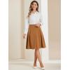 imageAllegra K Womens Office Work Skirts Belted Waist Midi ALine Pleated SkirtBrown