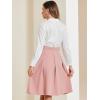 imageAllegra K Womens Office Work Skirts Belted Waist Midi ALine Pleated SkirtPink