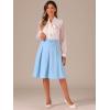 imageAllegra K Womens Office Work Skirts Belted Waist Midi ALine Pleated SkirtSky Blue