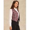 imageAllegra K Womens Plaid Waistcoat Notched Lapel Collar Single Breasted Vintage VestRed