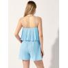 imageAllegra K Womens Romper Dress Spaghetti Strap Ruffled Pleated Sleeveless Shorts JumpsuitsBlue