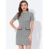 imageAllegra K Work Dresses for Womens Short Sleeve Vintage Houndstooth Plaid 2024 Formal Sheath DressBlack