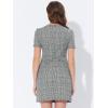 imageAllegra K Work Dresses for Womens Short Sleeve Vintage Houndstooth Plaid 2024 Formal Sheath DressBlack