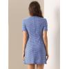 imageAllegra K Work Dresses for Womens Short Sleeve Vintage Houndstooth Plaid 2024 Formal Sheath DressBlue Houndstooth