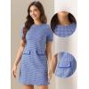 imageAllegra K Work Dresses for Womens Short Sleeve Vintage Houndstooth Plaid 2024 Formal Sheath DressBlue Houndstooth