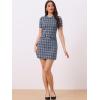 imageAllegra K Work Dresses for Womens Short Sleeve Vintage Houndstooth Plaid 2024 Formal Sheath DressDark Blue