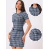 imageAllegra K Work Dresses for Womens Short Sleeve Vintage Houndstooth Plaid 2024 Formal Sheath DressDark Blue