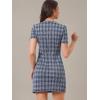 imageAllegra K Work Dresses for Womens Short Sleeve Vintage Houndstooth Plaid 2024 Formal Sheath DressDark Blue