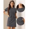 imageAllegra K Work Dresses for Womens Short Sleeve Vintage Houndstooth Plaid 2024 Formal Sheath DressGray Houndstooth