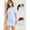 imageAllegra K Work Dresses for Womens Short Sleeve Vintage Houndstooth Plaid 2024 Formal Sheath DressLight Blue