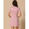 imageAllegra K Work Dresses for Womens Short Sleeve Vintage Houndstooth Plaid 2024 Formal Sheath DressPink